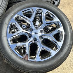 NEW 22" Chevy Silverado Snowflake Style Wheels Bridgestone 275/50/22 70% GMC