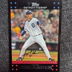 Detroit Tigers 2006 American League Rookie Of The Year Autographed Justin Verlander Baseball Card
