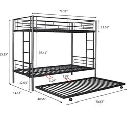 Black Metal Bunk Beds Wh Trundle