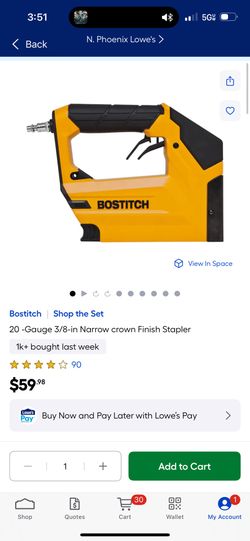 20 -Gauge 3/8-in Narrow crown Finish Stapler