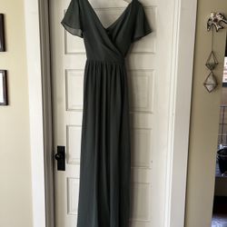 Revelry - Harper Chiffon Faux Wrap Dress - Color eucalyptus- Size 10