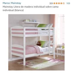 Mainstays Twin Over Twin Wood Bunk Bed (White) Disassembled all parts complete 