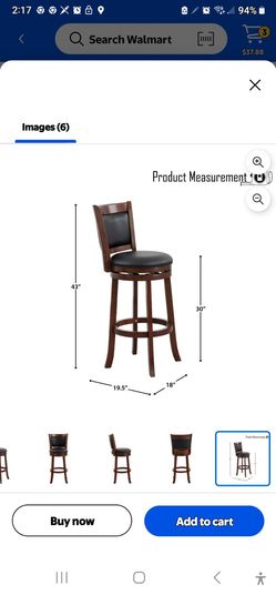 OakvillePark Odelia Solid Back Swivel Barstool, Pub Height, Cherry