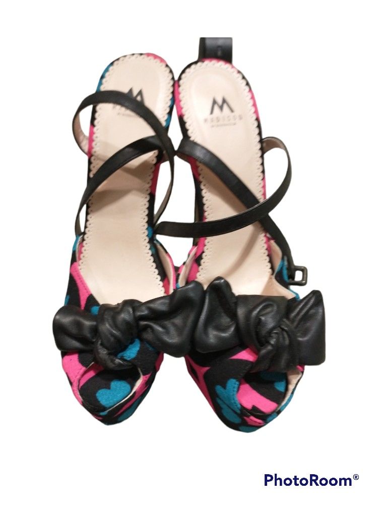 Ladies Heels, Black PINK And Blue Sz7.5