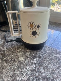 Vintage Electric Coffee Percolator with Floral Design