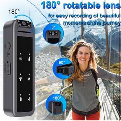 128GB Mini Body Camera,1080P Wearable Patrol Video Recording Camcorder with IR Night Vision, 5-Hour Battery & 180° Rotating Lens – Small Wearable Cam 