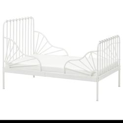 Ikea MINNEN Ext bed frame with slatted bed base, white, 38 1/4x74 3/4 "