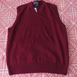 alan paine gladstone v-neck vest super geelong lambswool L NWT claret