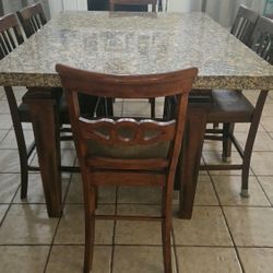  Granite Dining Room Table & 6 Chairs 