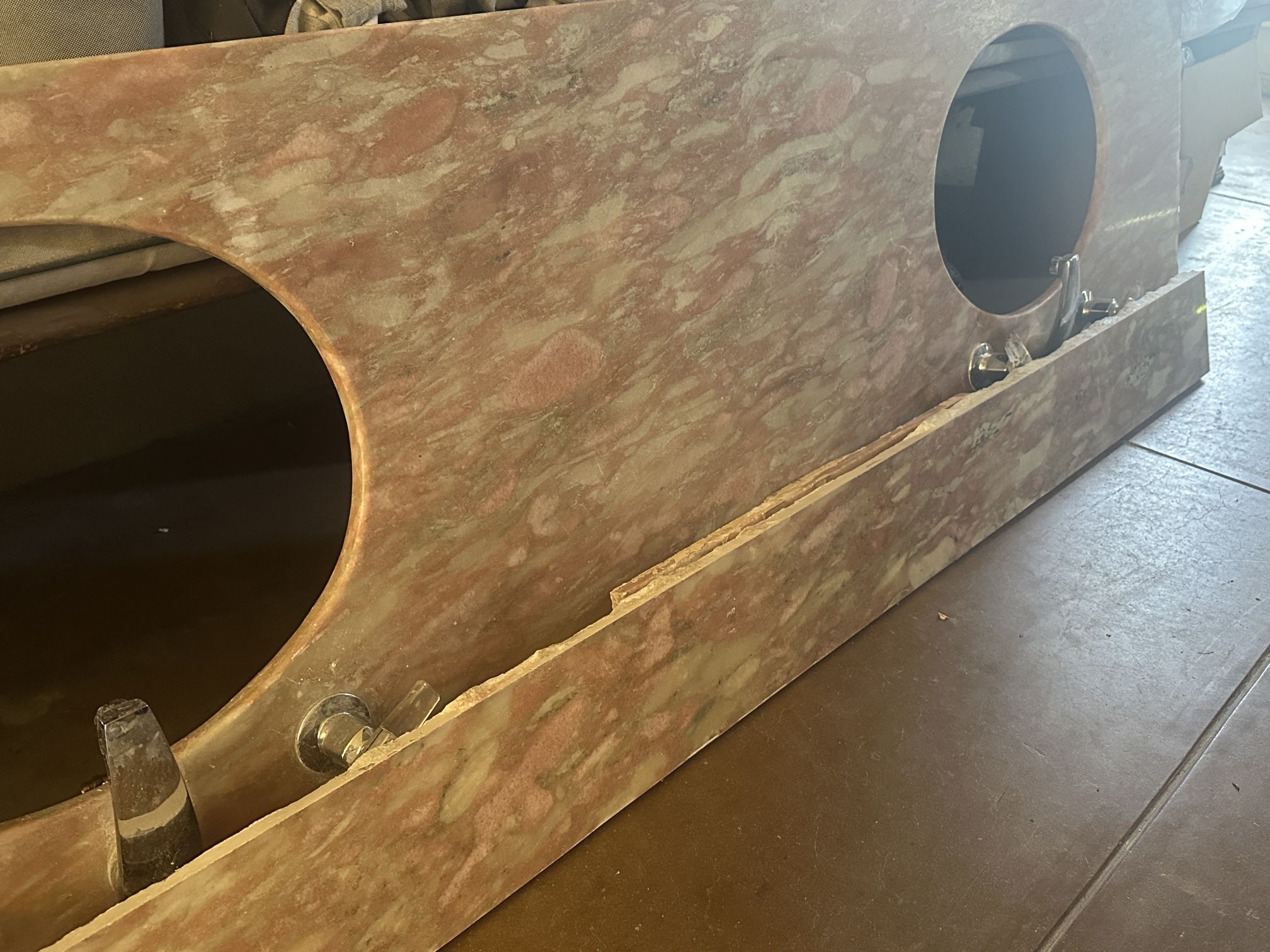 Mid Century Pink Marble Double Sink Vanity