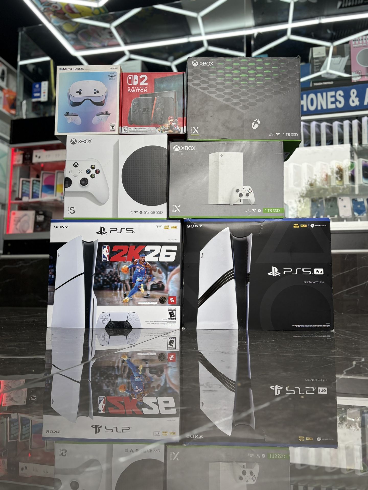 PlayStation 5, PlayStation 5 Pro, Xbox Series X & S, Nintendo Switch 2, MetaQuest 3S (Take It Home In Payments/ llévalo a casa en pagos