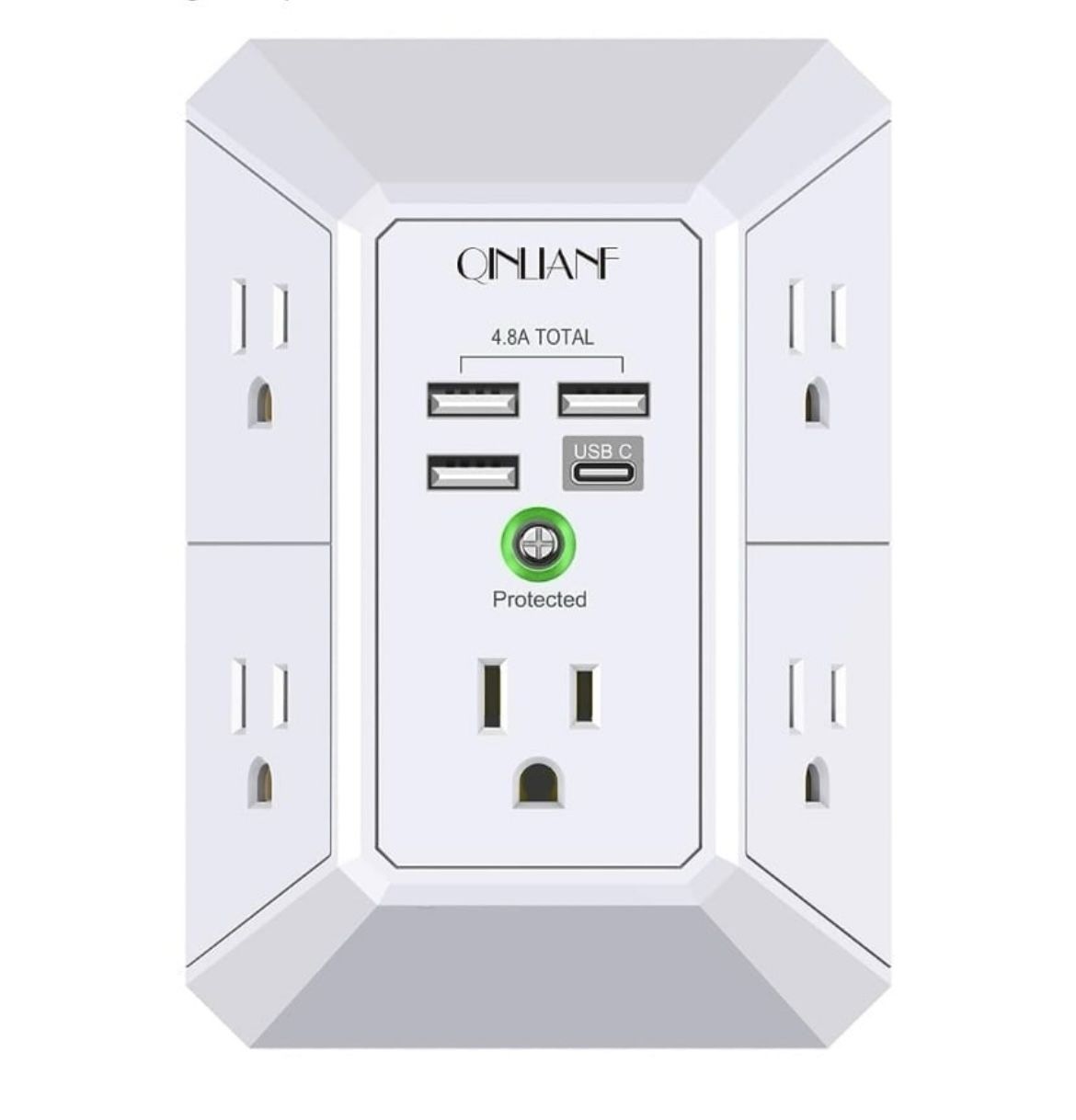 Wall Charger 5 Outlet Extender with4 USB Charging Port