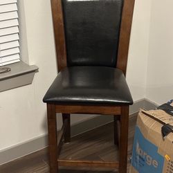 Black Leather Cherrywood Barstool