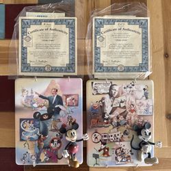 2 Disney 100 Year Anniversary 3d Commemorative Plates