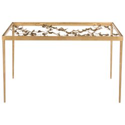 Gold butterfly table with glass top 
