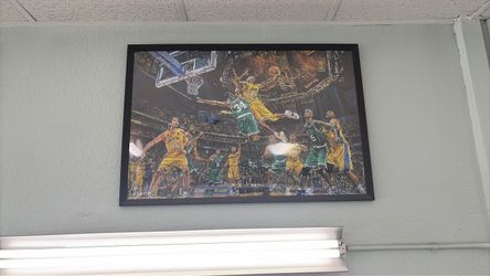 Framed NBA Lakers vs Celtics Basketball Art Print