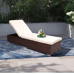  Outdoor Chaise Lounge,Wicker Pool Lounge Chairs,Patio Recliner with Cushion,Mixed Brown