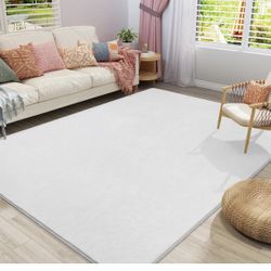 Large Modern Area Rugs for Bedroom Living Room, 6x9 Feet White Thickened Memory Foam Rug, Fluffy Indoor Washable Rugs Non Slip Minimalist Carpet