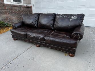 FREE Dark Brown Faux Leather Sofa, 3 Seat