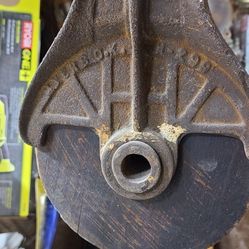Vintage Myers O.K. H 298-299 Cast Iron and Wood Pulley


