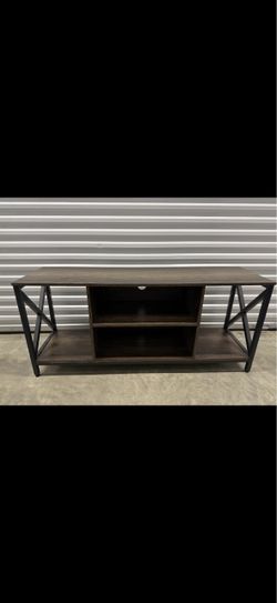 Industrial TV Stand with Open Shelves