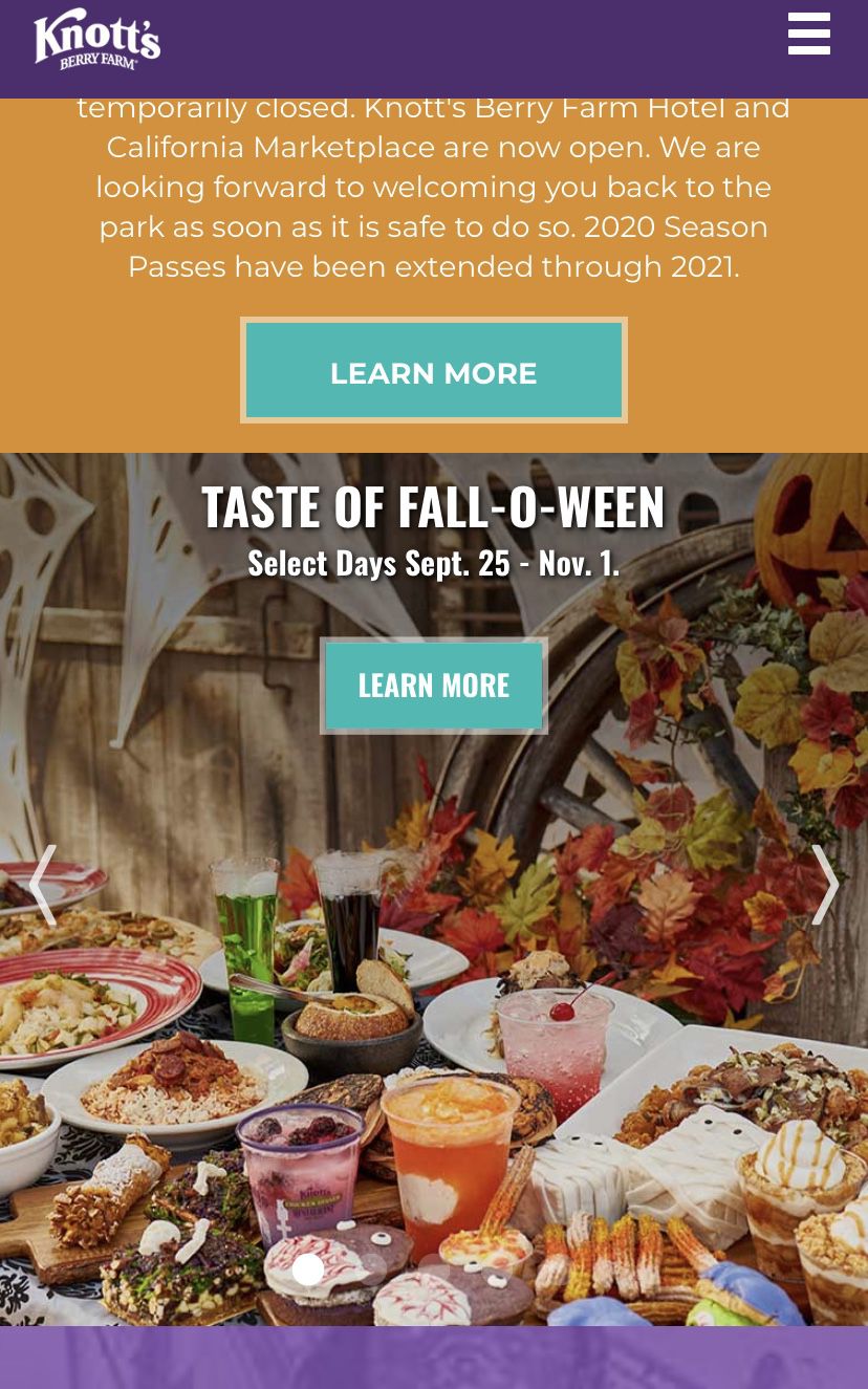 Taste of FALL-O-WEEN Knotts berry farm 2 adult tickets