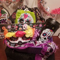Mexican Calavera Sugar Skull Adult Gift Basket