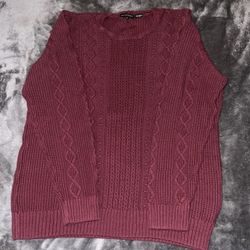 Jeanne Pierre Sweater XL Women's Red Knitted Cotton Round Neck Long Sleeve