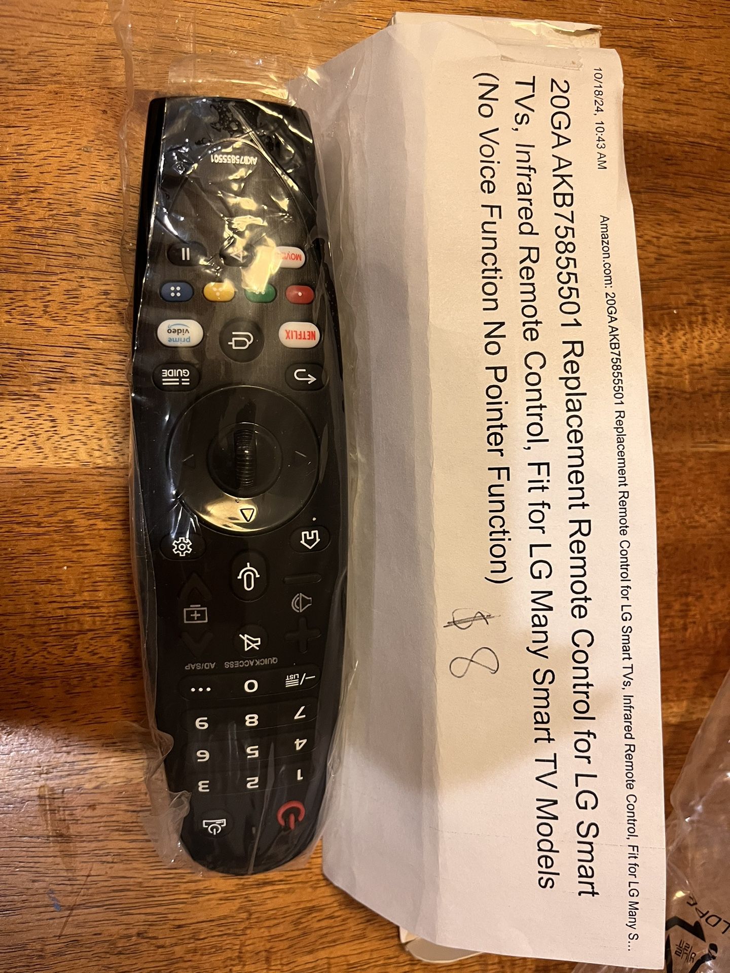 Replacement remote control for LG Smart TV