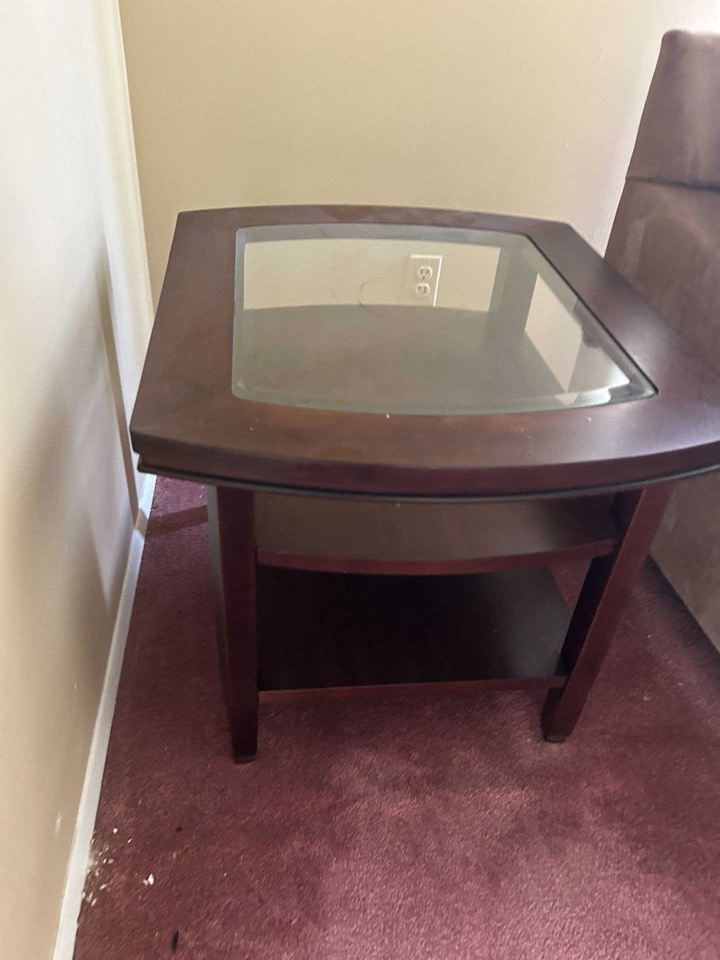 Two Wood And Glass End Table/ Side Table