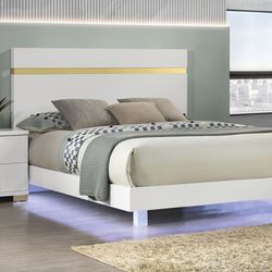 White And Gold LED Bed Frame Twin $260 Full $280 Queen $300 Eastern King $340 Brand New In Box Firm Price All Other Pieces Sold Separately