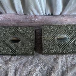 2 Large Metal Jewelry Boxes 