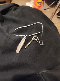 Antique Pocket Knife On Antique Pocket Watch Chain