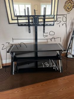 Black 3-Tier TV Stand with Swivel Mount
