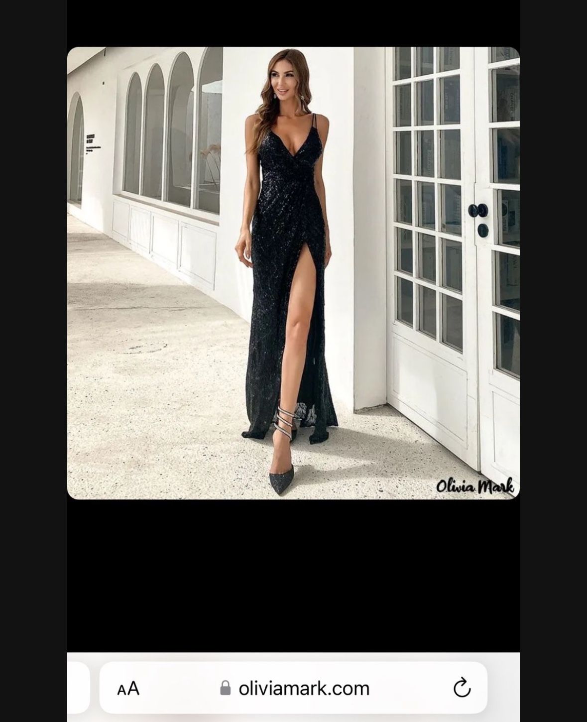 Sequin Maxi Dress With A Slit Black Size L Brand New