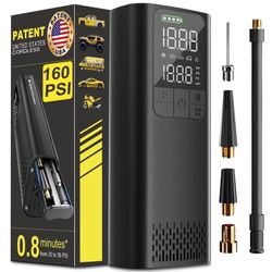 new Car Tire Inflator Portable Air Compressor,0.8 Min Full Inflation 160 PSI Digital Electric Auto Air Pump with Pressure Gauge,Type-c Charging Cable,