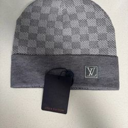 Louis Vuitton Designer Light Grey/Dark Grey Checkered Beanie