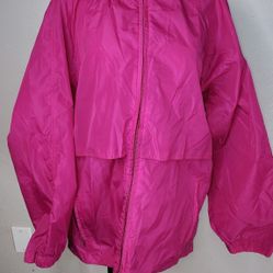 VINTAGE Eddie Bauer Jacket Womens Medium Pink Windbreaker Packable Vented Hood