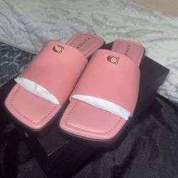 Pink coach sandals