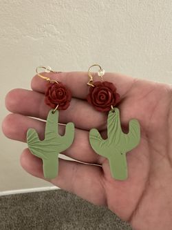 Handmade Cactus Clay Earrings 