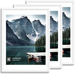 Hongkee 18x24 Poster Frame Set of 3, White Wall Mount