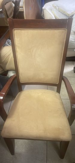 Beige Velvet Chair With Arm Rest For Sale 