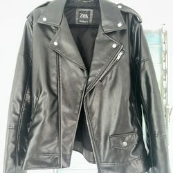 XL Zara Faux Leather Biker Jacket 