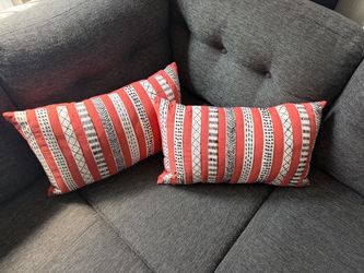 Rust & Cream Tribal Band Lumbar Pillow Set