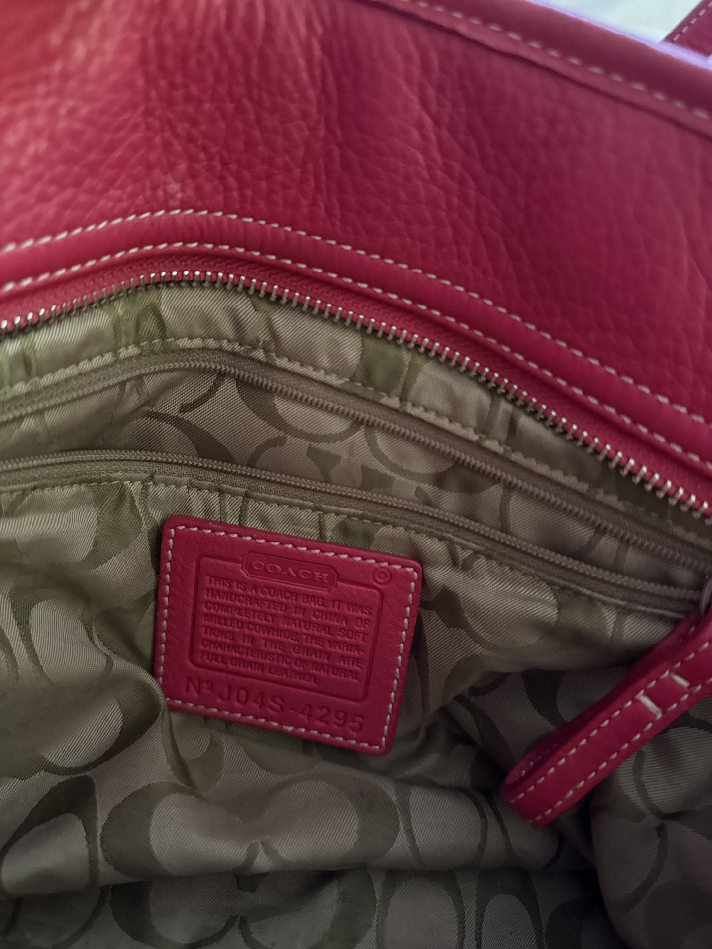 Coach Legacy Leather Tote β Raspberry Pink β Style 1295