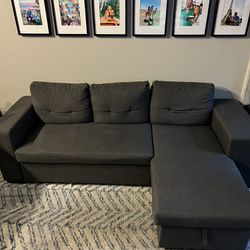 Pull out sectional couch with extra storage