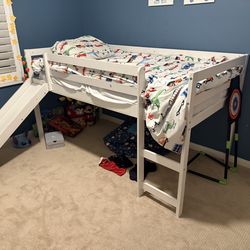 Low loft bed with slide