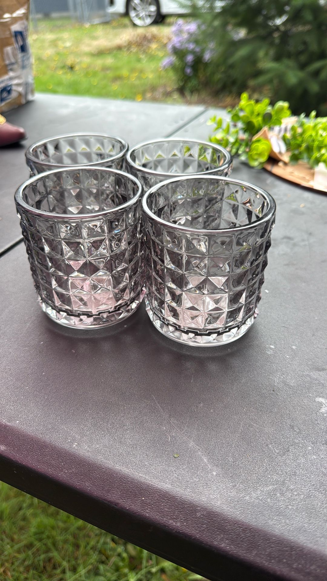 Set If 4 Candle Holders Black Votive