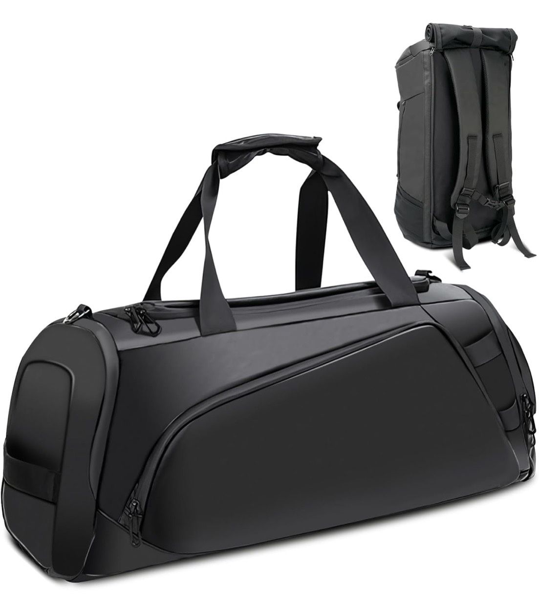40L Travel Duffle Bag, 4-in-1 Large Gym Bag with Shoe & Wet Clothes and Laptop Compartments, Black