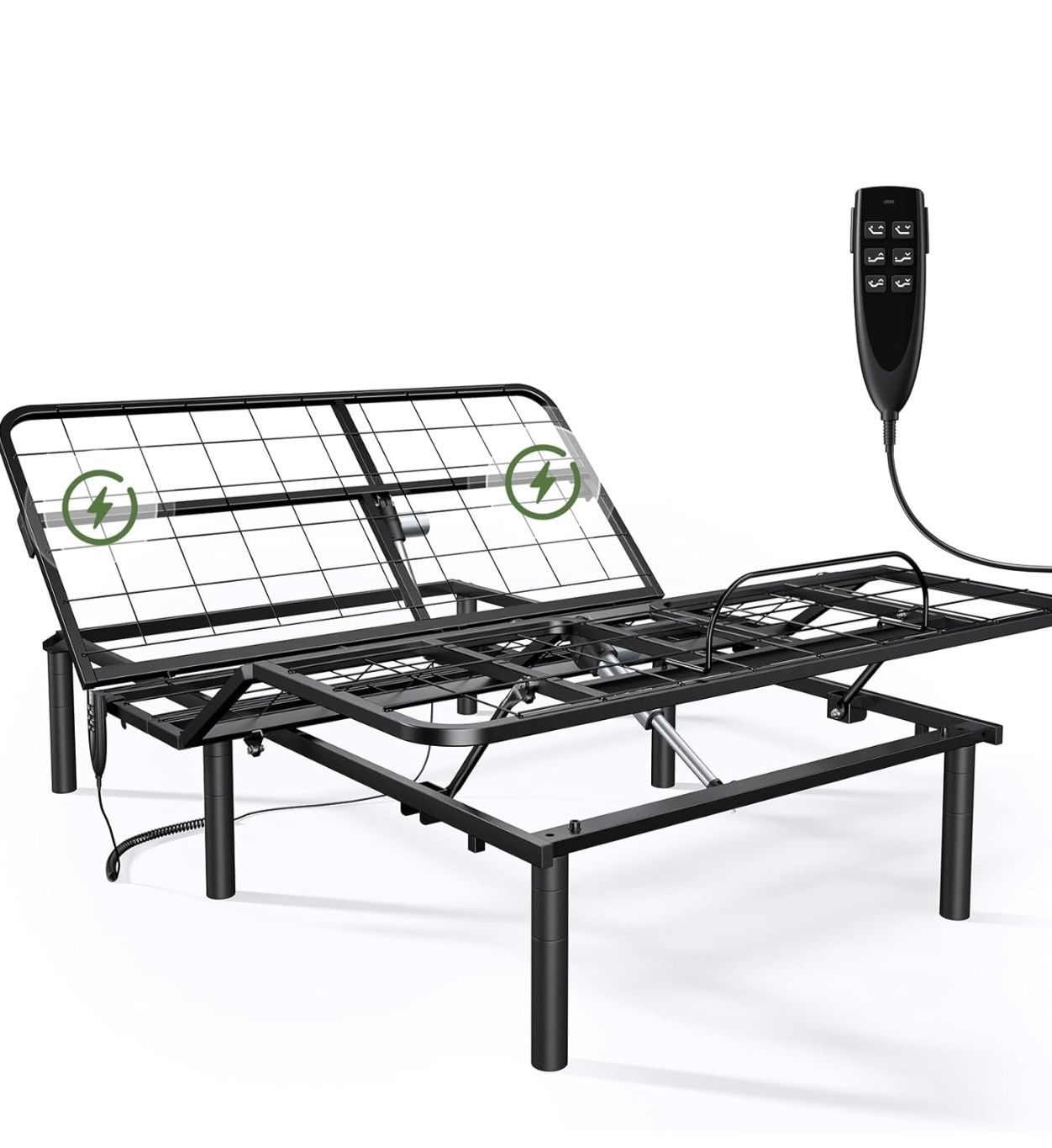 Marsail Base de cama ajustable individual XL con 4 opciones de altura, inclinación independiente de cabeza y pie,